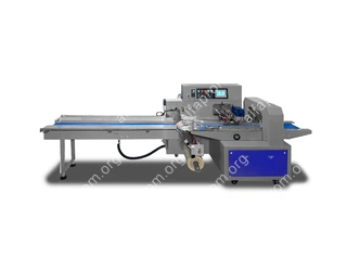 Горизонтальная упаковочная машина DXDZ-450XV (3 servo, вакуумизация, насос 100 м3/ч, лент. 200 мм, min bag L 130, H max. 100)